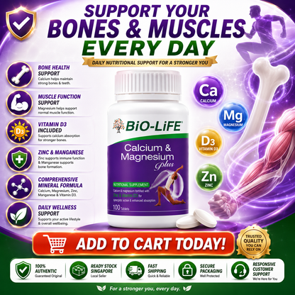 Bio-Life Calcium And Magnesium Plus 100 Tablets | Bone And Muscle Support