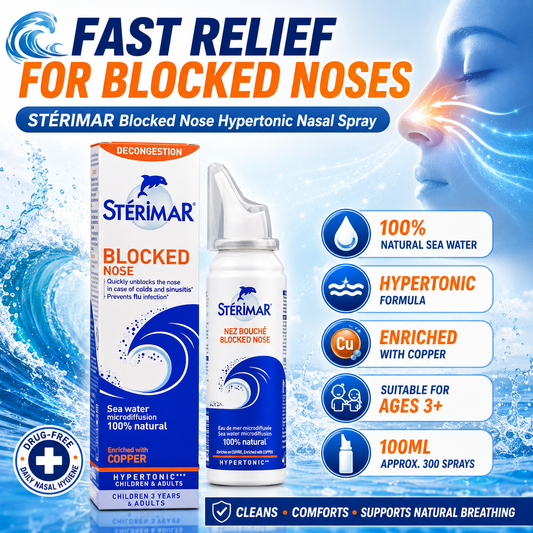 Stérimar Blocked Nose Hypertonic Nasal Spray 100ml | Fast Decongestion Relief