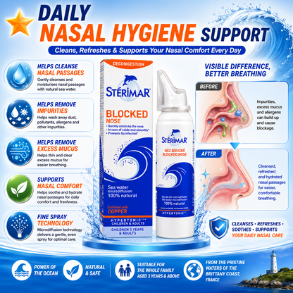 Stérimar Blocked Nose Hypertonic Nasal Spray 100ml | Fast Decongestion Relief