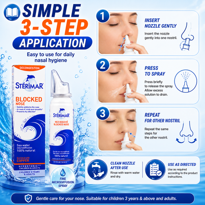 Stérimar Blocked Nose Hypertonic Nasal Spray 100ml | Fast Decongestion Relief