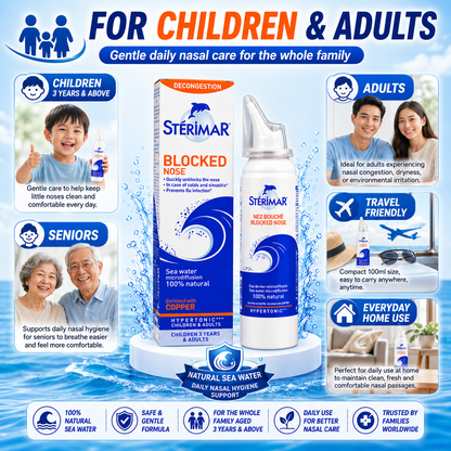 Stérimar Blocked Nose Hypertonic Nasal Spray 100ml | Fast Decongestion Relief