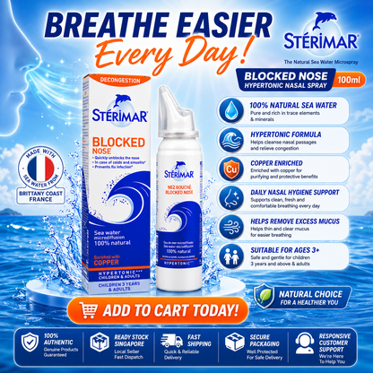 Stérimar Blocked Nose Hypertonic Nasal Spray 100ml | Fast Decongestion Relief