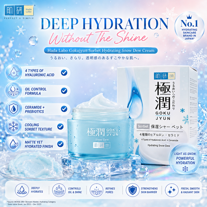 Hada Labo Gokujyun Sorbet Hydrating Snow Dew Cream 50g | Instant Refreshing Feel