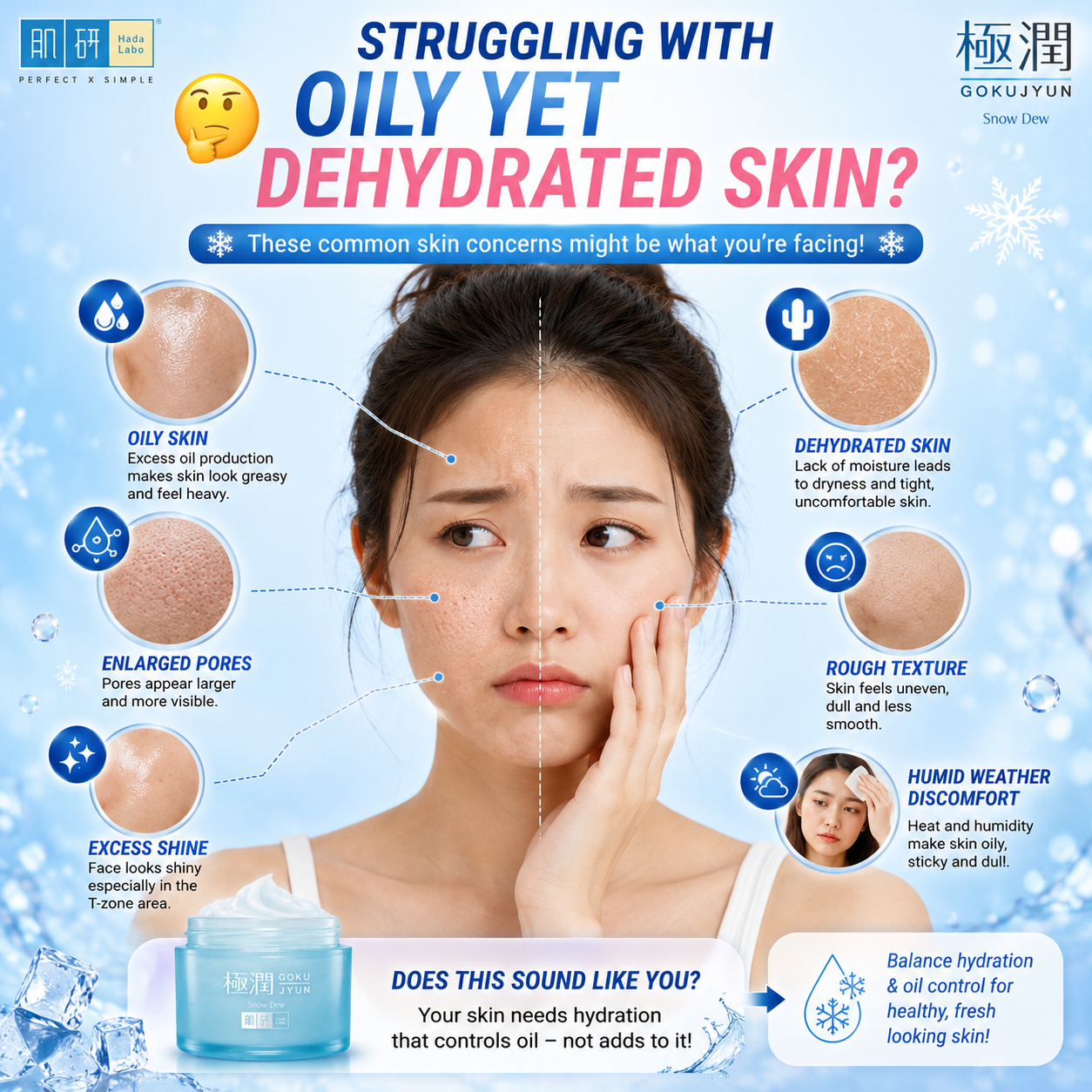 Hada Labo Gokujyun Sorbet Hydrating Snow Dew Cream 50g | Instant Refreshing Feel