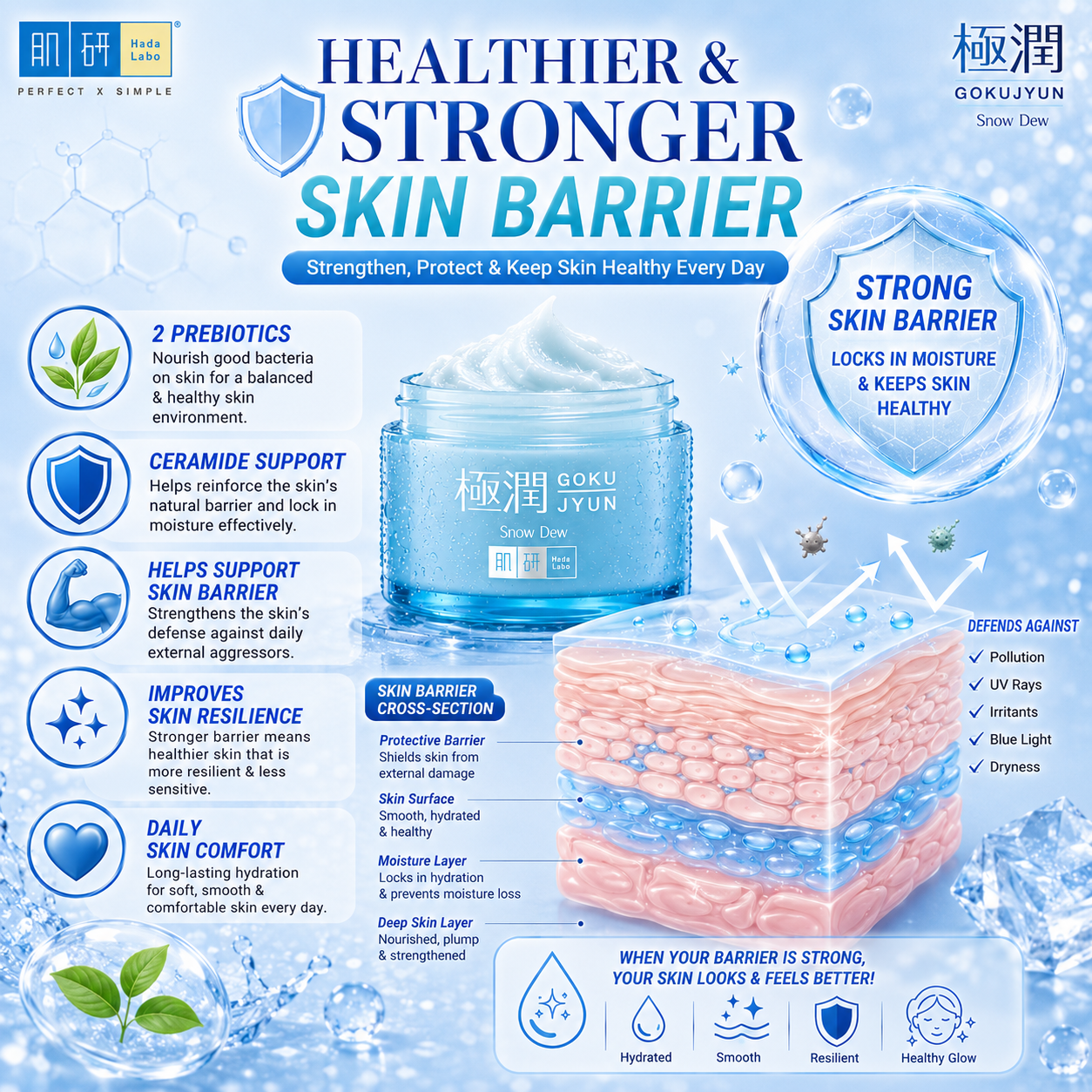 Hada Labo Gokujyun Sorbet Hydrating Snow Dew Cream 50g | Instant Refreshing Feel