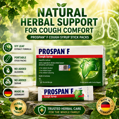 PROSPAN F Cough Syrup Stick Packs 9×5ml | Ivy Leaf Extract | No Alcohol