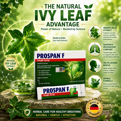 PROSPAN F Cough Syrup Stick Packs 9×5ml | Ivy Leaf Extract | No Alcohol