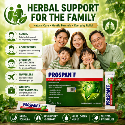 PROSPAN F Cough Syrup Stick Packs 9×5ml | Ivy Leaf Extract | No Alcohol
