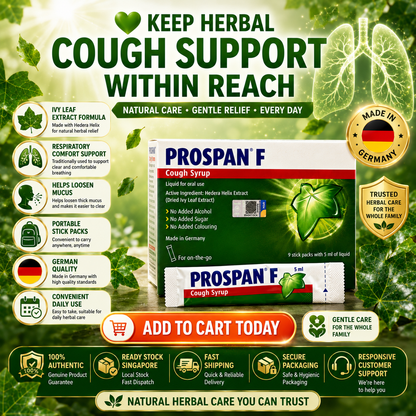 PROSPAN F Cough Syrup Stick Packs 9×5ml | Ivy Leaf Extract | No Alcohol