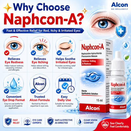 Naphcon-A Eye Drops 15ml (Alcon) – Relieves Itching & Redness