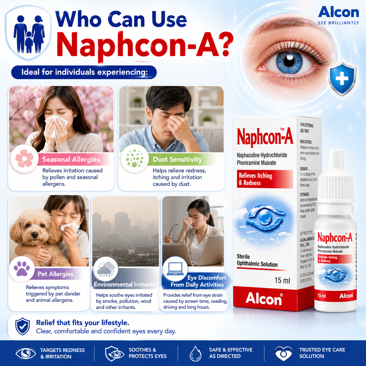 Naphcon-A Eye Drops 15ml (Alcon) – Relieves Itching & Redness