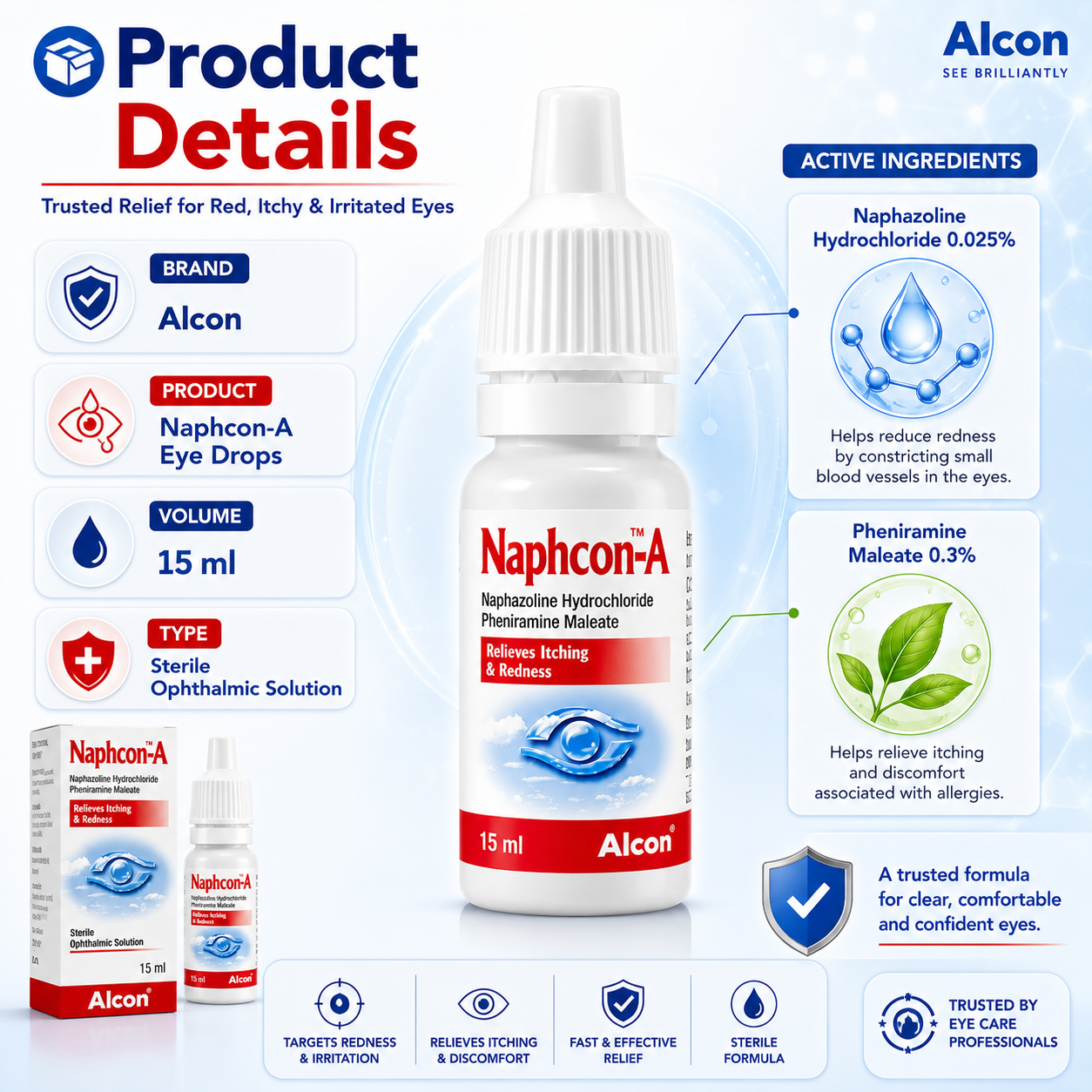 Naphcon-A Eye Drops 15ml (Alcon) – Relieves Itching & Redness