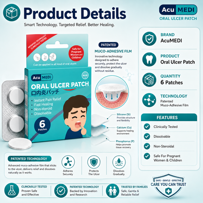 AcuMEDI Oral Ulcer Patch 6pcs | Instant Relief | Non-Steroid | Safe for Kids