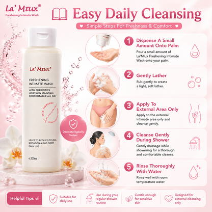 La’Miux Freshening Intimate Wash Unscented pH 3.5–4.5 Prebiotics