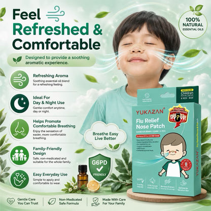 Yukazan Kids Flu Patch 6’S | Sinus, Stuffy Nose Relief | G6PD Friendly