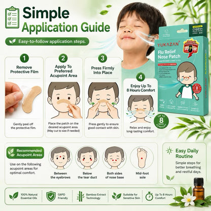 Yukazan Kids Flu Patch 6’S | Sinus, Stuffy Nose Relief | G6PD Friendly