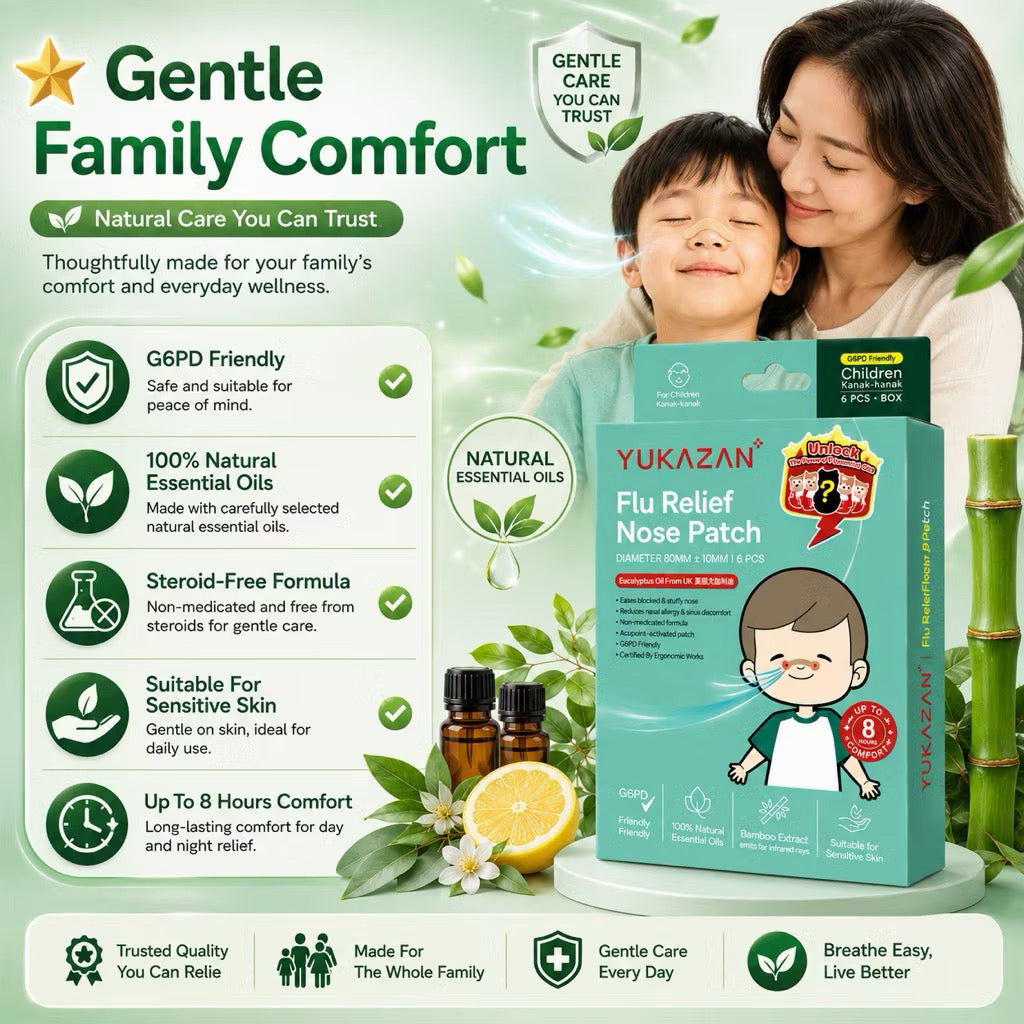 Yukazan Kids Flu Patch 6’S | Sinus, Stuffy Nose Relief | G6PD Friendly