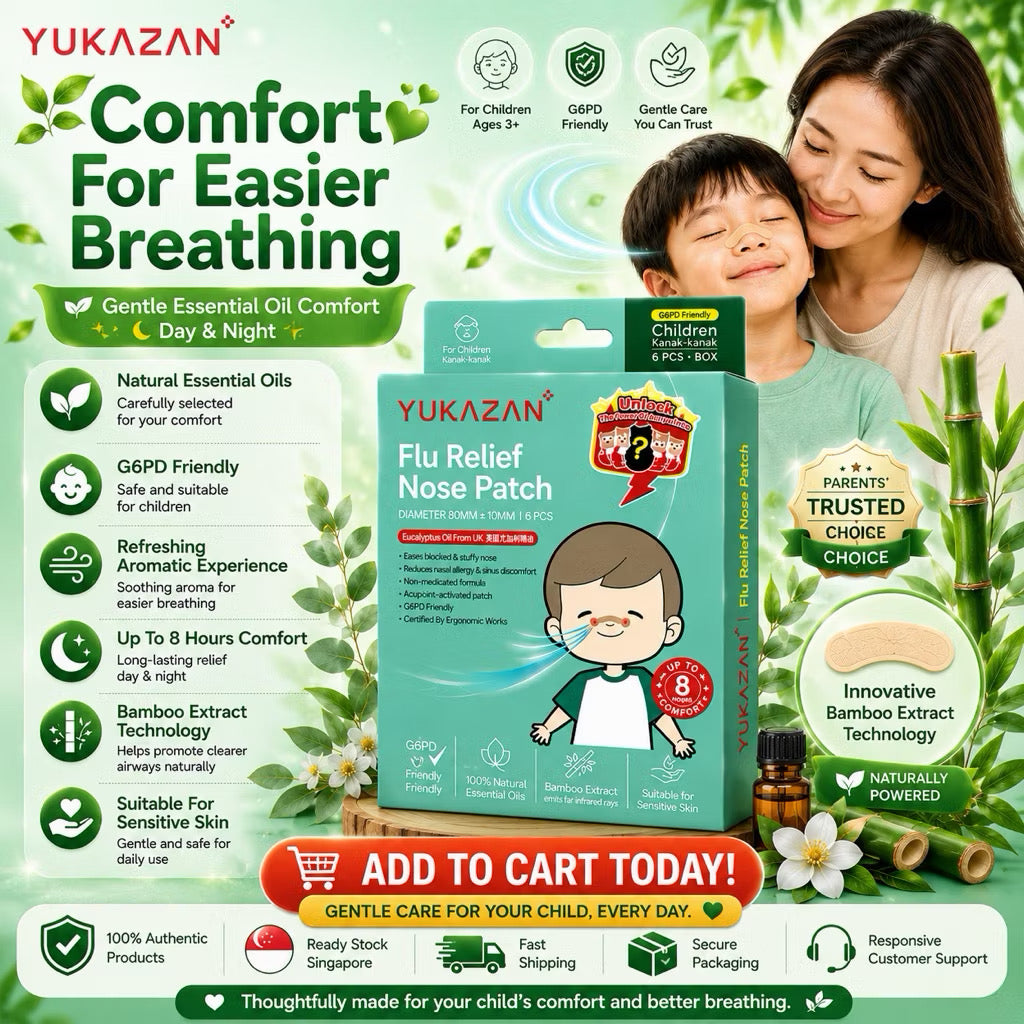 Yukazan Kids Flu Patch 6’S | Sinus, Stuffy Nose Relief | G6PD Friendly