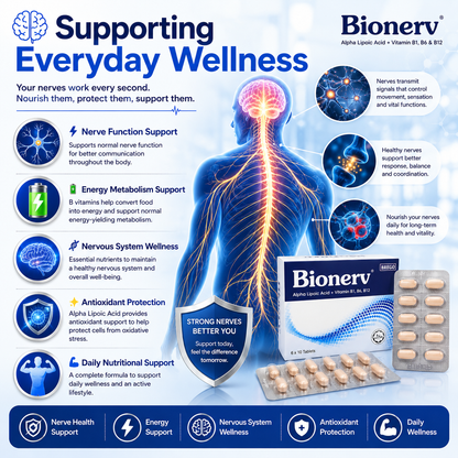 Bionerv Alpha Lipoic Acid + Vitamin B1 B6 B12 | Nerve Support | 60s