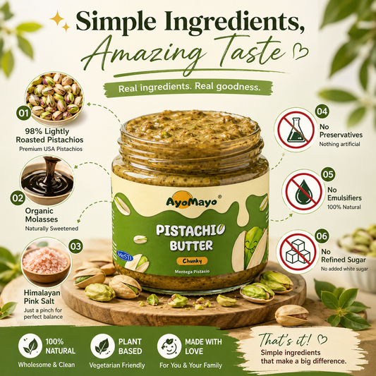 AyoMayo Pistachio Butter Chunky 90g | 100% USA Pistachios