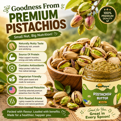 AyoMayo Pistachio Butter Chunky 90g | 100% USA Pistachios