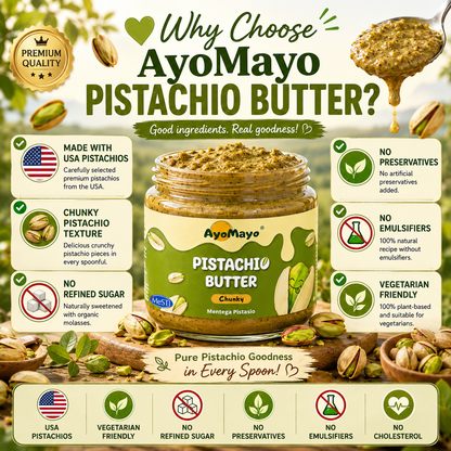 AyoMayo Pistachio Butter Chunky 90g | 100% USA Pistachios
