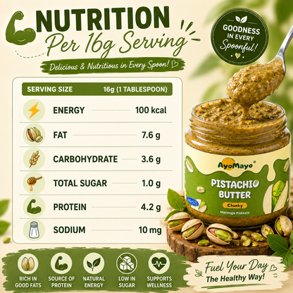 AyoMayo Pistachio Butter Chunky 90g | 100% USA Pistachios