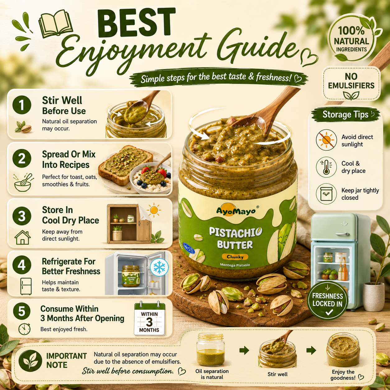 AyoMayo Pistachio Butter Chunky 90g | 100% USA Pistachios