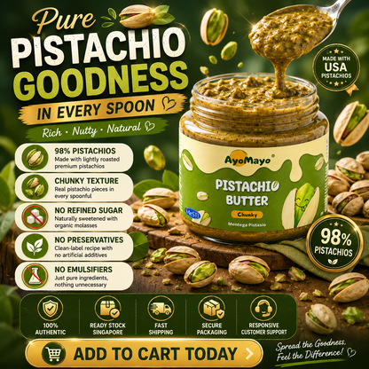 AyoMayo Pistachio Butter Chunky 90g | 100% USA Pistachios