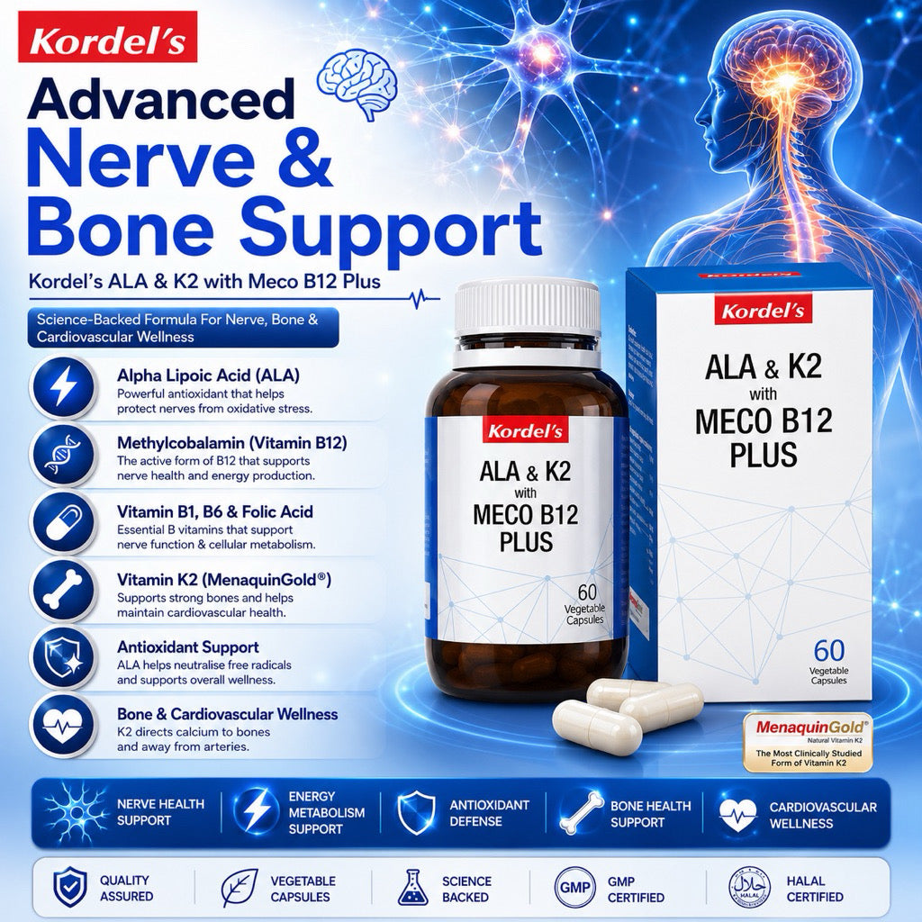 Kordel’s ALA & K2 with Meco B12 Plus | Nerve Pain, Bone & Heart Health Support