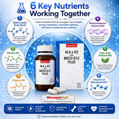 Kordel’s ALA & K2 with Meco B12 Plus | Nerve Pain, Bone & Heart Health Support
