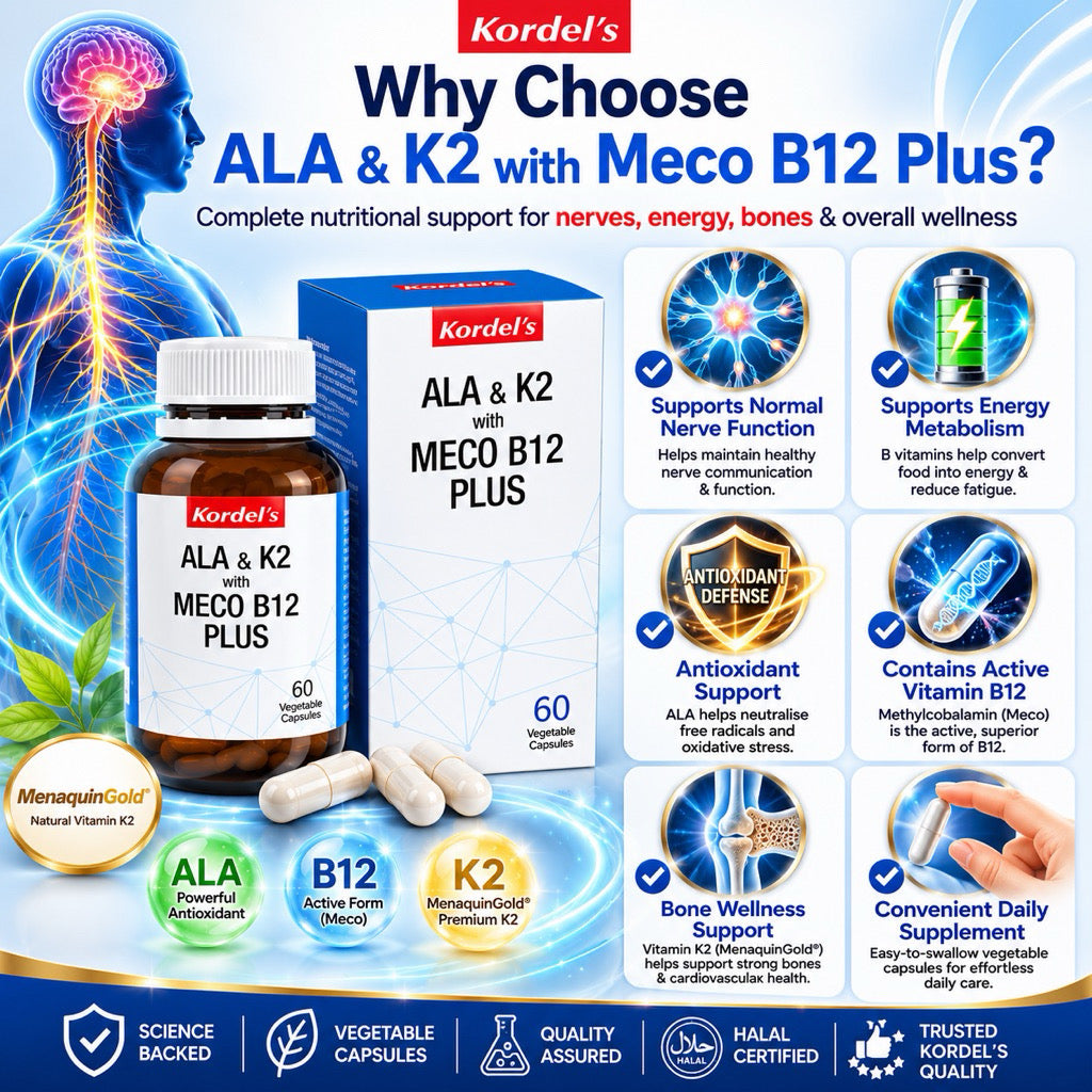 Kordel’s ALA & K2 with Meco B12 Plus | Nerve Pain, Bone & Heart Health Support