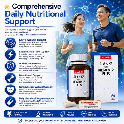 Kordel’s ALA & K2 with Meco B12 Plus | Nerve Pain, Bone & Heart Health Support