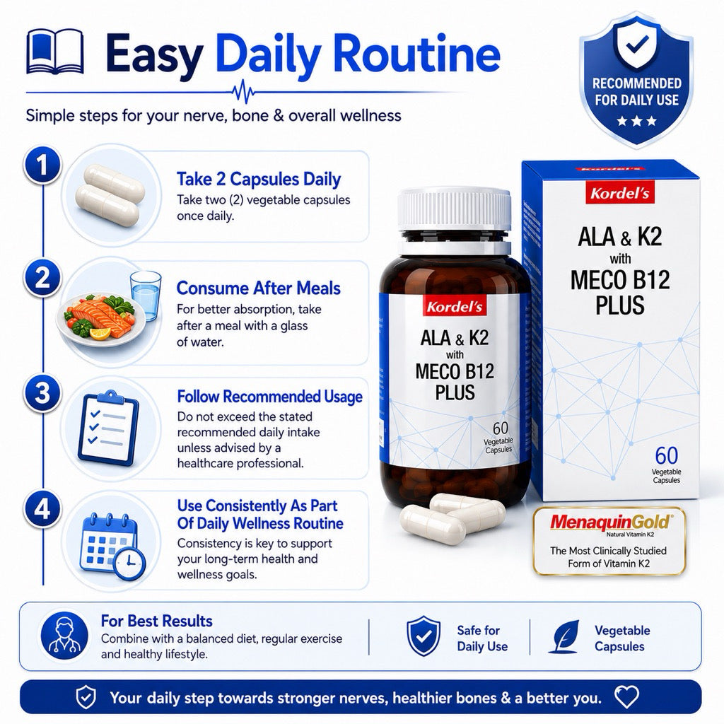 Kordel’s ALA & K2 with Meco B12 Plus | Nerve Pain, Bone & Heart Health Support