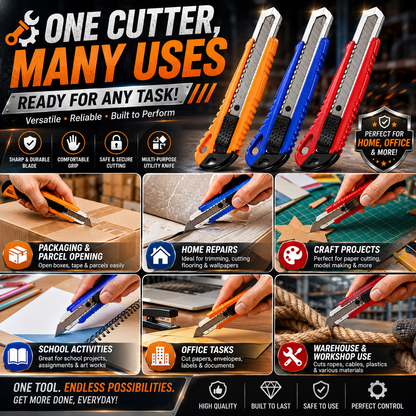 RC-223 Cutter Knife | Heavy Duty Utility Cutter | Snap-Off Blade | Multi-Purpose Cutting Tool