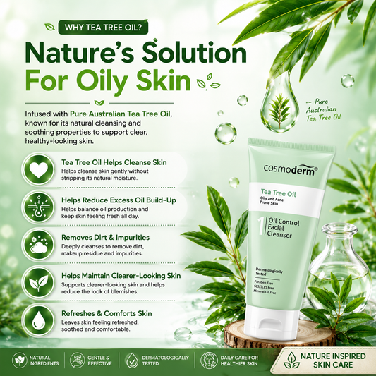 Cosmoderm Tea Tree Oil Control Facial Cleanser 125ml – For Oily & Acne Skin