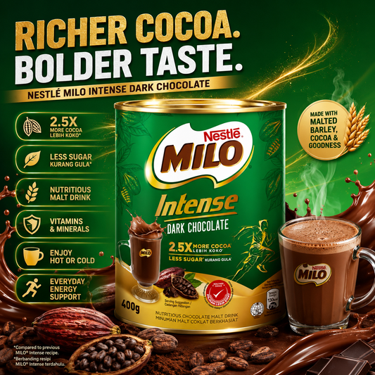 Nestlé Milo Intense Dark Chocolate 400g | 2.5X More Cocoa, Less Sugar