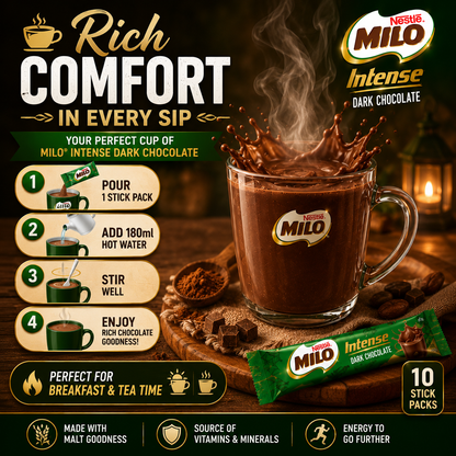 Nestle Milo Intense Dark Chocolate 2.5X More Cocoa Less Sugar Nutritious Malt