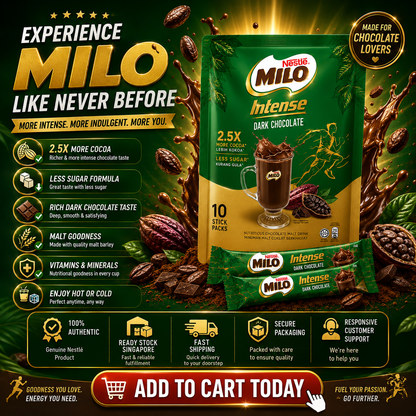 Nestle Milo Intense Dark Chocolate 2.5X More Cocoa Less Sugar Nutritious Malt