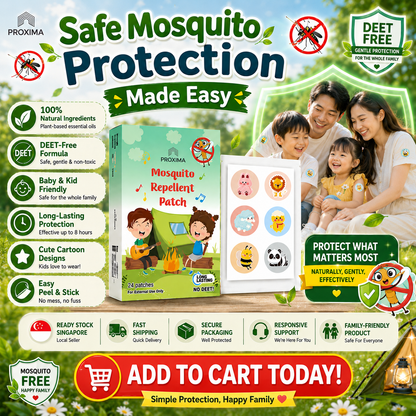 Mosquito Repellent Patch | No DEET | Baby-Friendly | Long-Lasting (24 Patches)