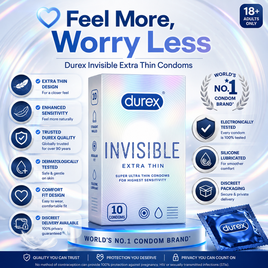 Durex Invisible Condoms Extra Thin 10s | Discreet Delivery | Premium Quality