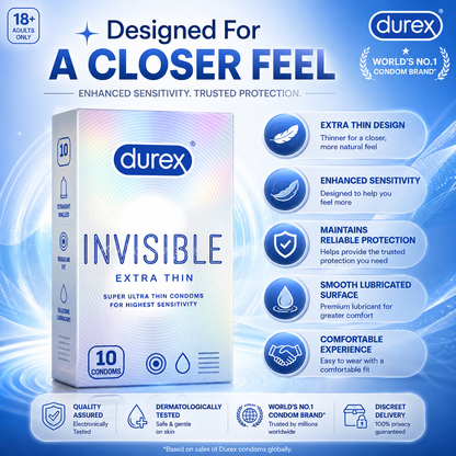 Durex Invisible Condoms Extra Thin 10s | Discreet Delivery | Premium Quality