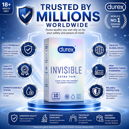 Durex Invisible Condoms Extra Thin 10s | Discreet Delivery | Premium Quality