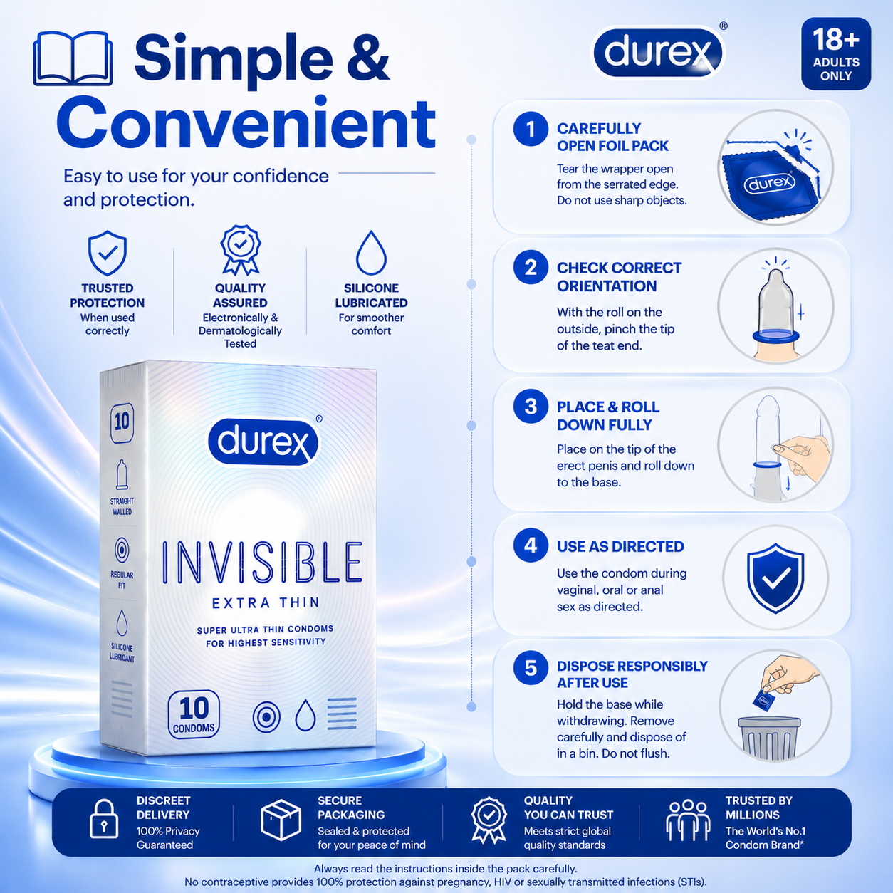Durex Invisible Condoms Extra Thin 10s | Discreet Delivery | Premium Quality