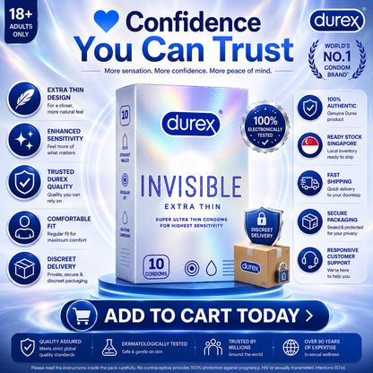 Durex Invisible Condoms Extra Thin 10s | Discreet Delivery | Premium Quality