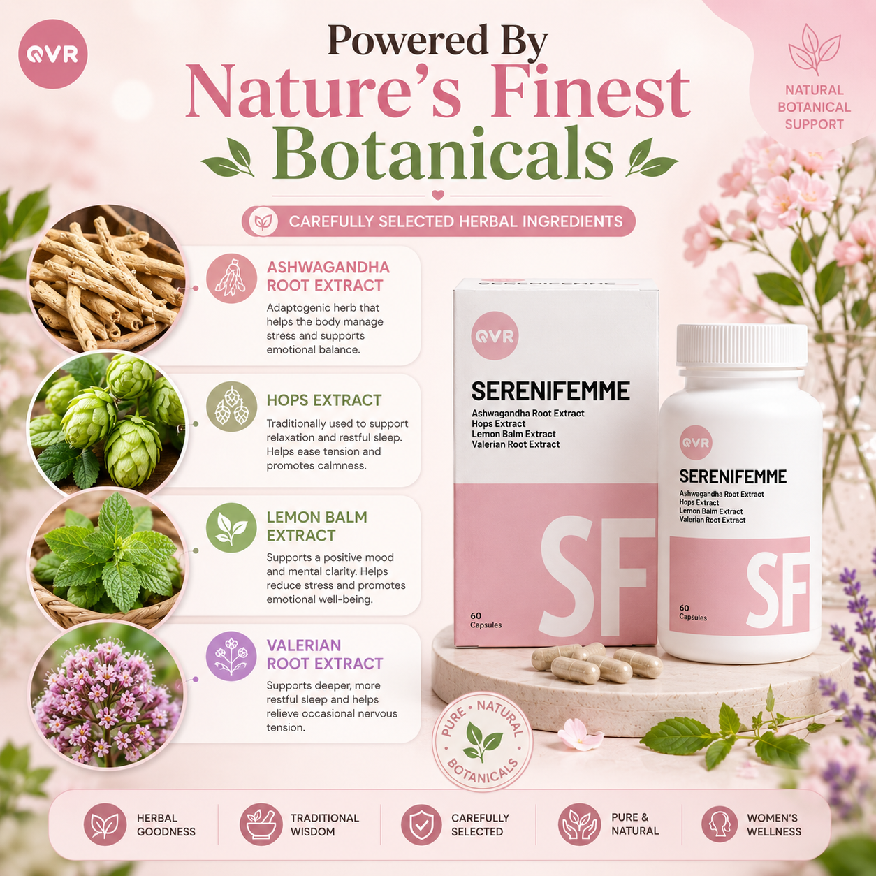 QVR SERENIFEMME Capsules 60s | Hormonal Balance & Women’s Well-Being