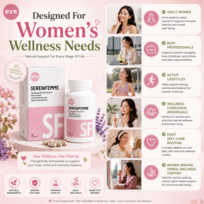 QVR SERENIFEMME Capsules 60s | Hormonal Balance & Women’s Well-Being