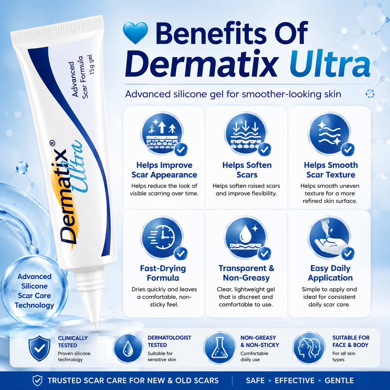 Dermatix Ultra Advanced Scar Formula Gel | Reduce Deep & Post-surgery Scars
