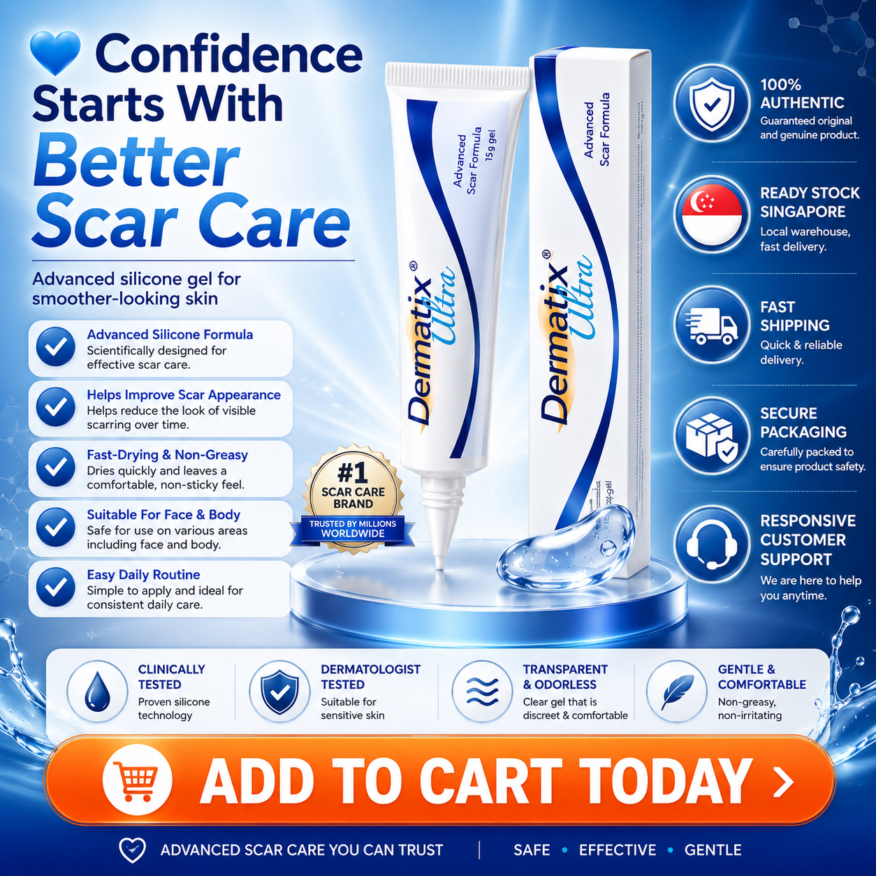 Dermatix Ultra Advanced Scar Formula Gel | Reduce Deep & Post-surgery Scars