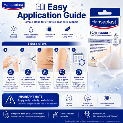 Hansaplast Scar Reducer 21's Patches / Flatter, Softer Scar / Lighter Scars Fast